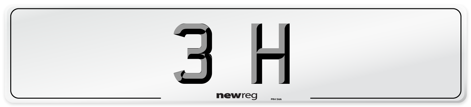 3 H Number Plate from New Reg